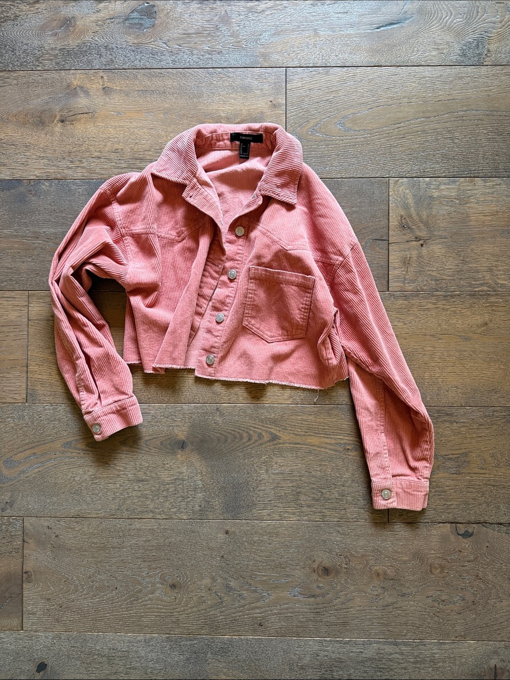 Forever 21 Cropped Pink Corduroy Jacket